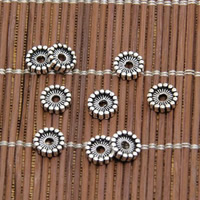 Ταϊλάνδη Sterling Silver Spacer Χάντρα, Λουλούδι, 7mm, Τρύπα:Περίπου 1mm, 80PCs/Παρτίδα, Sold Με Παρτίδα