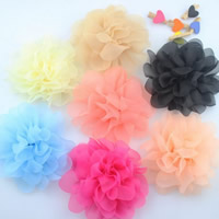 Haaraccessoires DIY bevindingen, Chiffon, Bloem, voor kinderen, gemengde kleuren, 110mm, 50pC's/Lot, Verkocht door Lot