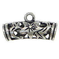 Coirníní Bannaí Sinc Alloy, Tube, dath airgid antique plátáilte, log, nicil, luaidhe & caidmiam saor in aisce, 21.50x10x7mm, Poll:Thart 2mm, 5mm, 200ríomhairí pearsanta/Lot, Díolta De réir Lot