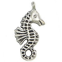 Pendentifs animaux en alliage de zinc, hippocampe, Plaqué de couleur d'argent, protéger l'environnement, sans nickel, plomb et cadmium, 12x23x3mm, Trou:Environ 1.5mm, 300PC/lot, Vendu par lot