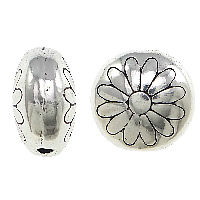 Zinc Alloy šperky Korálky, Zinek, Flat Round, starožitné barva postříbřená, nikl, olovo a kadmium zdarma, 12x11.50x7mm, Otvor:Cca 1.5mm, 100PC/Lot, Prodáno By Lot