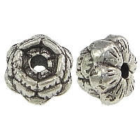 Perles fleurs en alliage de zinc, Plaqué de couleur d'argent, protéger l'environnement, sans nickel, plomb et cadmium, 8x8.50x5.50mm, Trou:Environ 1.5mm, 500PC/lot, Vendu par lot