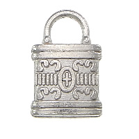 Sinkkiseos Lock riipukset, Lukko, hopea päällystetty, nikkeli, lyijy ja kadmium vapaa, 8x12x2mm, Reikä:N. 3.5mm, 500PC/erä, Myymät erä