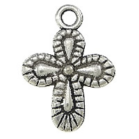 Pendants since Alloy Croise, Sinc Alloy, Cross, dath airgid antique plátáilte, nicil, luaidhe & caidmiam saor in aisce, 14x19x1.50mm, Poll:Thart 2mm, 1000ríomhairí pearsanta/Lot, Díolta De réir Lot