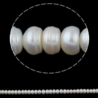 Button Kulturan Slatkovodni Pearl perle, Dugme, prirodan, bijel, 9-10mm, Rupa:Približno 0.8mm, Prodano Per Približno 15.7 inčni Strand