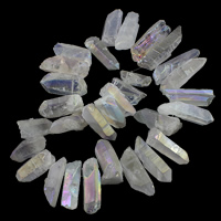 Přírodní ochrana Quartz korálky, Clear Quartz, Nuggets, half-á, 4-10x25-40mm, Otvor:Cca 1.5mm, Délka Cca 16 inch, 2přediva/Lot, Cca 30PC/Strand, Prodáno By Lot