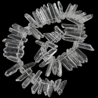 Perle prirodne kvarca, Vedro Kvarc, Nuggetsi, različite veličine za izbor, 5-9x21-41x4-7mm, Rupa:Približno 1.5mm, Prodano Per Približno 16 inčni Strand