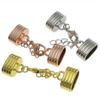 Zink Alloy Lobster Claw Cord Lås, plated, med ändlock, fler färger för val, nickel, bly och kadmium gratis, 43mm, 13x15x10mm, Hål:Ca 12x6mm, 150PC/Lot, Säljs av Lot