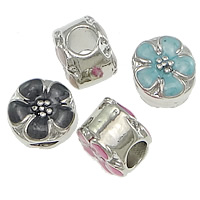 Zinc Alloy European perler, Flower, platin farve forgyldt, uden trold & emalje, flere farver til valg, nikkel, bly & cadmium fri, 10x12x9mm, Hole:Ca. 4.5mm, 100pc'er/Lot, Solgt af Lot