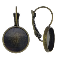 Messing Lever Back Earring Component, antik bronze farve forgyldt, nikkel, bly & cadmium fri, 14x26x12mm, Indvendig diameter:Ca. 12mm, 100pc'er/Lot, Solgt af Lot