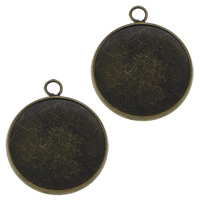 Apprêts pendentifs en laiton, Plat rond, Plaqué de couleur de bronze antique, protéger l'environnement, sans nickel, plomb et cadmium, 22x26x2mm, Trou:Environ 3mm, Diamètre intérieur:Environ 20mm, 100PC/lot, Vendu par lot