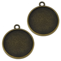 Pendentif en alliage de zinc Cabochon Cadre, Plat rond, Plaqué de couleur de bronze antique, protéger l'environnement, sans nickel, plomb et cadmium, 15x18x3mm, Trou:Environ 2mm, Diamètre intérieur:Environ 12mm, 100PC/lot, Vendu par lot