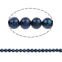 Perles nacres pommes de terre de culture d'eau douce, perle d'eau douce cultivée, pomme de terre, naturel, bleu, 8-9mm, Trou:Environ 0.8mm, Vendu par Environ 14.3 pouce brin