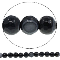 Natural Black Agate Beads Round & faceted Approx 1mm Length Approx 15 Inch Sold By Lot