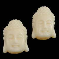 Buddhistiska pärlor, Harts, Buddha, buddhistiska smycken, beige, 21x27x14mm, Hål:Ca 3mm, 50PC/Lot, Säljs av Lot