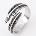 Zink Alloy Cuff finger ring, Feather, antik silver pläterad, leda & kadmiumfri, 17mm, Storlek:6.5, Säljs av PC