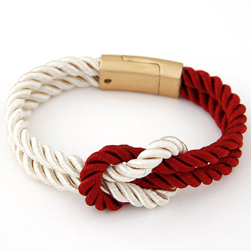 Nylon koord armbanden, Zinc Alloy, met Nylon Koord, gold plated, rood, lood en cadmium vrij, 170mm, Per verkocht Ca 6.69 inch Strand