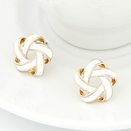 Lo zinco in lega Stud Earring, lega in zinco, with smalto, Fiore, placcato oro vero, assenza di piombo & cadmio, 13mm, Venduto da coppia