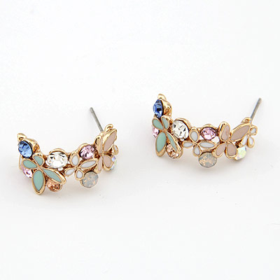 Øremærkning af zinklegeret stud, Zinc Alloy, Flower, guldfarve belagt, emalje, bly & cadmium fri, 22x12mm, Solgt af par