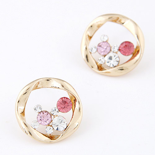 Strass Earring, Zinc Alloy, gold plated, met strass, lood en cadmium vrij, 20mm, Verkocht door pair