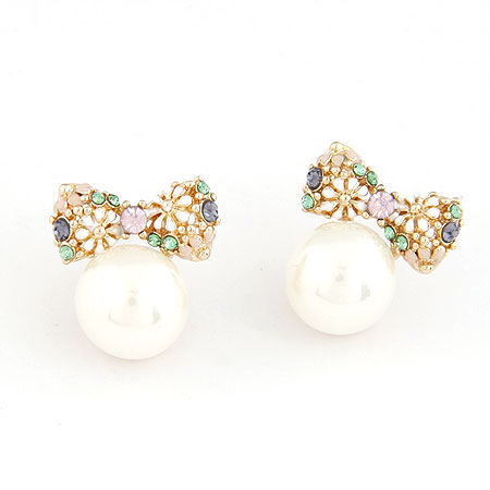 Lo zinco in lega Stud Earring, lega in zinco, placcato color oro, con strass, assenza di piombo & cadmio, 17mm, Venduto da coppia