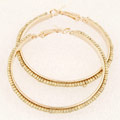 Zinc Alloy Hoop Earring, met Glas rocailles, gold plated, goudgeel, 50mm, Verkocht door pair