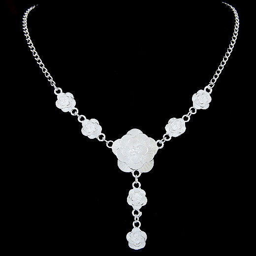 Zinc Alloy Jewelry Necklace Flower platinum color plated lead & cadmium free Sold Per Approx 15.75 Inch Strand