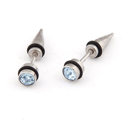 Acier titane piercing faux, cône, avec strass, 23x5mm, Vendu par PC