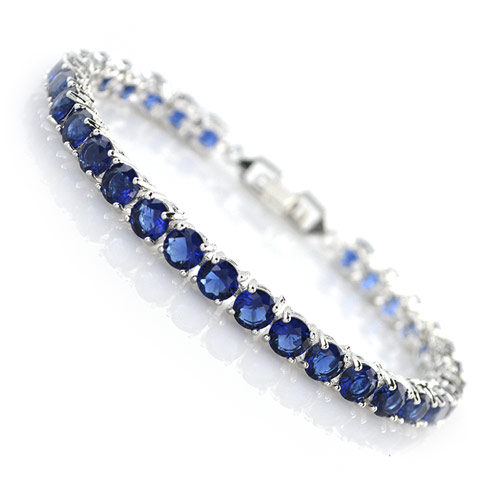 Zircon cubique Bracelet, laiton, avec zircon cubique, Plaqué de platine, bleu, sans plomb et cadmium, 7mm, Vendu par Environ 6.69 pouce brin