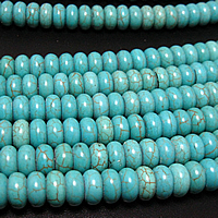 Turquoise Kralen, Synthetische Turquoise, Rond plat, groen, 10x6mm, Gat:Ca 2mm, Lengte Ca 15.7 inch, 20strengen/Lot, 63pC's/Strand, Verkocht door Lot