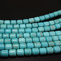 Coirníní turquoise, Turquoise sintéiseach, Colún, glas, 9x10mm, Poll:Thart 2mm, Fad Thart 15.7 Inse, 30Snáitheanna/Lot, 40ríomhairí pearsanta/Snáithe, Díolta De réir Lot