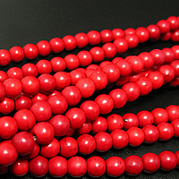 Grânulos de turquesas, Turquesa sintética, Roda, vermelho, 8mm, Buraco:Aprox 2.5mm, comprimento Aprox 15 inchaltura, 30vertentespraia/Lot, 50PCs/Strand, vendido por Lot