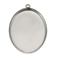 Rostfritt Stål hänge Inställning, ROSTFRITT STÅL, Flat Oval, ursprungliga färgen, 24x33x3mm, Hål:Ca 2mm, Innerdiameter:Ca 23x29mm, 200PC/Lot, Säljs av Lot