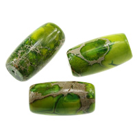 Impression Jasper Bead, Oval, nádúrtha, 27x14mm, Poll:Thart 1.2mm, 10ríomhairí pearsanta/Lot, Díolta De réir Lot