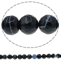 Prirodni Crna ahat perle, Crna Agate, Krug, različite veličine za izbor & faceted, Rupa:Približno 1mm, Dužina Približno 15 inčni, Prodano By Lot