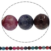 Pucketanje Agate Perla, Krug, različite veličine za izbor & faceted, multi-boji, Rupa:Približno 1mm, Dužina Približno 15 inčni, Prodano By Lot