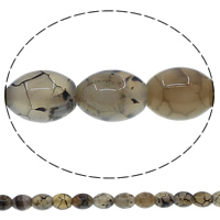 Perles agate veines de dragon naturelles, ovale, 10x14mm, Trou:Environ 1mm, Longueur Environ 15 pouce, 10Strandstoron/lot, Environ 25PC/brin, Vendu par lot