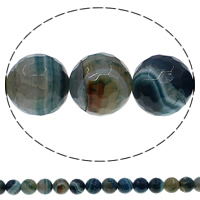 Vatra Agate Perla, Krug, faceted, plav, 16mm, Rupa:Približno 1mm, Dužina Približno 15.7 inčni, 10pramenovi/Lot, Približno 25računala/Strand, Prodano By Lot