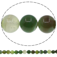 Prirodni Zeleni ahat perle, Green Agate, Krug, različite veličine za izbor, Rupa:Približno 1mm, Dužina Približno 15 inčni, Prodano By Lot