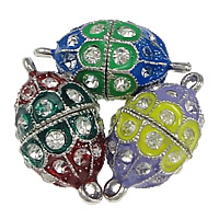 Zinc Alloy Magnetic Clasp Oval platinum color plated enamel & with rhinestone & single-strand nickel lead & cadmium free Approx 1mm Sold By Lot