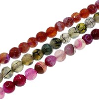 Vatra Agate Perla, Krug, faceted, više boja za izbor, 8mm, Rupa:Približno 1mm, Dužina Približno 15.3 inčni, 10pramenovi/Lot, Približno 48računala/Strand, Prodano By Lot