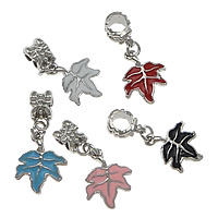 European Stíl Sinc Alloy Pendants, Leaf, dath platanam plátáilte, gan troll & cruan, dathanna níos mó le haghaidh rogha, nicil, luaidhe & caidmiam saor in aisce, 29mm, 13x17x1mm, 6x11x7mm, Poll:Thart 5mm, 100ríomhairí pearsanta/Lot, Díolta De réir Lot