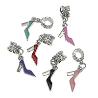 Pendentifs de style European en alliage de zinc , chaussures, Placage de couleur platine, sans filetage & émail, plus de couleurs à choisir, protéger l'environnement, sans nickel, plomb et cadmium, 30mm, 10x17x1.5mm, 6x11x7mm, Trou:Environ 5mm, 100PC/lot, Vendu par lot