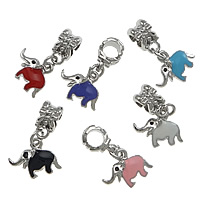 Pingentes de liga de zinco com estilo de European, Elefante, cromado de cor platina, sem troll & esmalte, Mais cores pare escolha, níquel, chumbo e cádmio livre, 23mm, 15x12x4mm, 6x11x7mm, Buraco:Aprox 5mm, 100PCs/Lot, vendido por Lot