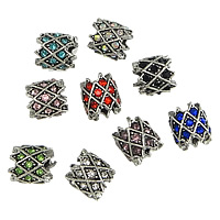 Zinklegering European Beads, Zinc Alloy, Kolom, silver plated, zonder troll & met strass & zwart maken, meer kleuren voor de keuze, nikkel, lood en cadmium vrij, 10x9mm, Gat:Ca 5mm, 50pC's/Lot, Verkocht door Lot