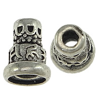 Capuchon pour perle en laiton, Plaqué de couleur d'argent, bijoux bouddhiste & mantra, protéger l'environnement, sans nickel, plomb et cadmium, 9x10.70mm, Trou:Environ 3.8mm, 2.6mm, 100PC/lot, Vendu par lot