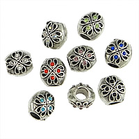 Zink Alloy European Pärlor, Oval, antik silver pläterad, utan troll & med strass, fler färger för val, nickel, bly och kadmium gratis, 10x10x9mm, Hål:Ca 4.5mm, 100PC/Lot, Säljs av Lot