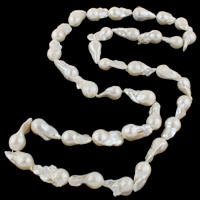 Gekweekte Zoetwater genucleëerde Pearl Trui Ketting, Keishi, natuurlijk, wit, 13-14mm, Per verkocht Ca 31.5 inch Strand