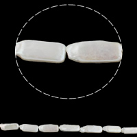 Barok Gekweekte Zoetwater Parel kralen, Rechthoek, natuurlijk, wit, 10-11mm, Gat:Ca 0.8mm, Per verkocht Ca 15.7 inch Strand