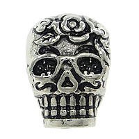 Zink Alloy European Pärlor, Skull, antik silver pläterad, utan troll, nickel, bly och kadmium gratis, 9x12x9mm, Hål:Ca 5mm, 100PC/Lot, Säljs av Lot